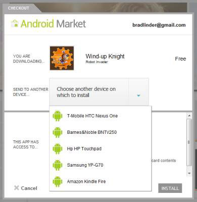 L'Android Market Web reconnait la HP TouchPad et l'Amazon Kindle Fire 