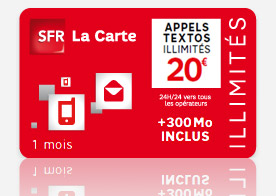 SFR La Carte : une nouvelle recharge illimitée avec 300 Mo à 20€