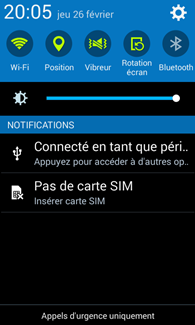 Samsung Galaxy Ace 4 : centre de notification
