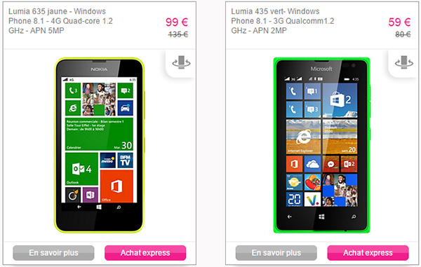 Microsoft vend son Lumia 435 sur vente-privée et les Nokia 635, 735 et 930