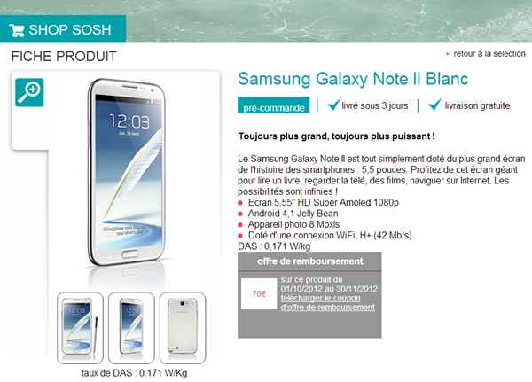 Samsung Galaxy Note 2 : en pré-commande chez Sosh à un excellent prix
