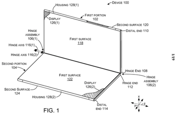 Microsoft dépose un brevet pour les écrans pliables