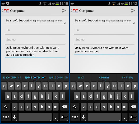 Le clavier d'Android 4.1 Jelly Bean disponible pour Android 4.0 ICS sur Google Play