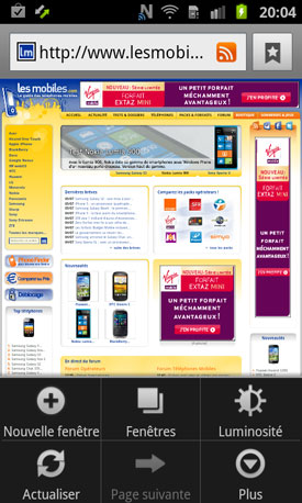 Test Samsung Galaxy Ace 2 : navigateur web