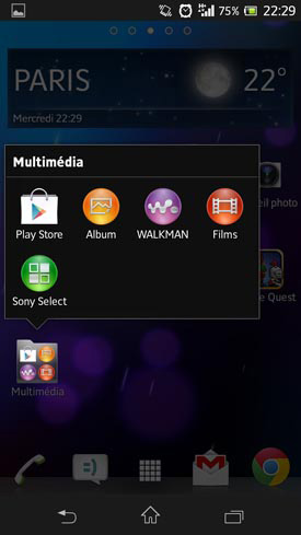 Sony Xperia SP : menu Multimédia
