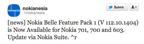 La mise à jour Nokia Belle FP1 disponible pour les Nokia 700, 701 et 603… en Asie