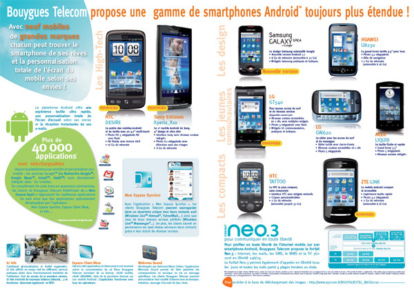 Bouygues propose 9 smartphones Android