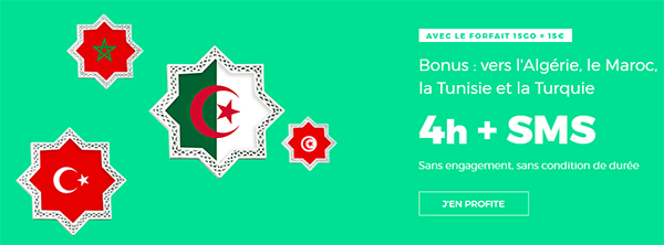 SFR : 4 heures et SMS illimités vers l’Algérie, le Maroc, la Tunisie et la Turquie avec le forfait RED 15 Go