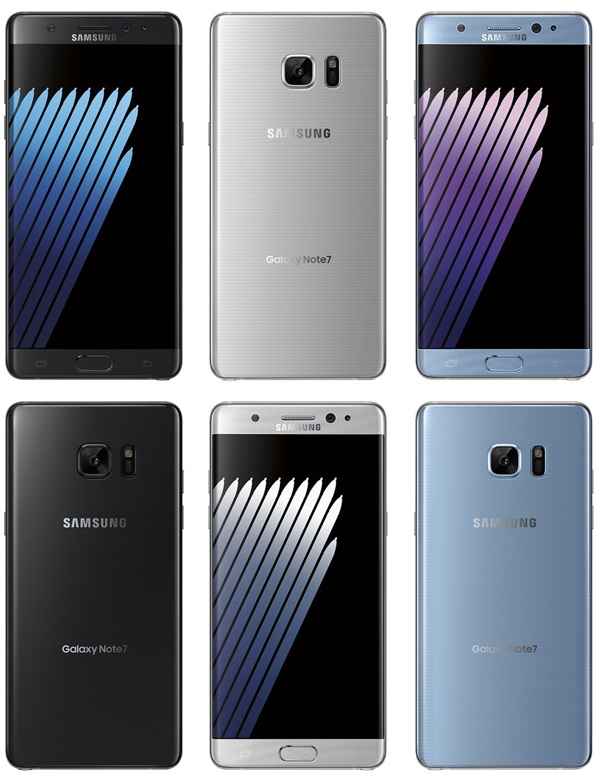 Le Samsung Galaxy Note 7 se montre avec trois coloris différents