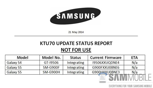 Samsung déjà au travail sur la mise à jour Android 4.4.3 KitKat des Galaxy S5 et S4