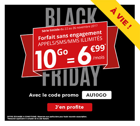 Auchan Télécom : un forfait mobile 10 Go à 6,99 euros pour le Black Friday