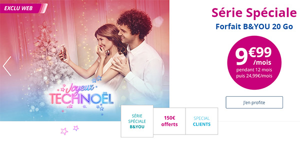 Bouygues Telecom : le forfait B&YOU 20 Go est à 9,99 euros