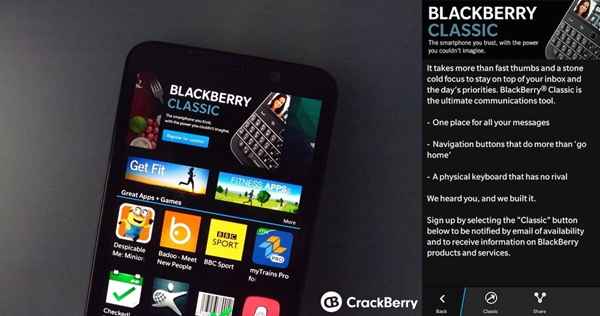 Le BlackBerry Classic apparaît dans BlackBerry World