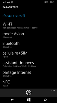 Microsoft Lumia 640 : Paramètres