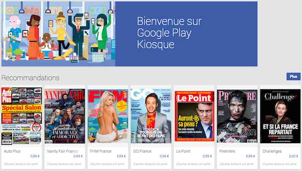 La presse payante arrive dans la version française du Google Play Kiosque