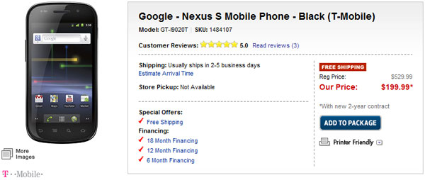 Le Nexus S est arrivé aux Etats-Unis