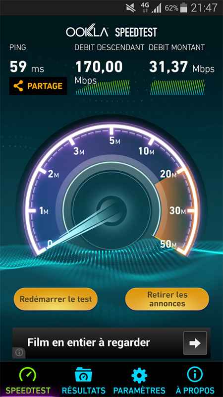 Bouygues Telecom : speedtest réseau 4G+