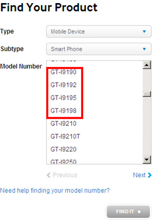 Samsung Galaxy S4 mini : quatre versions apparaissent brièvement sur le site du constructeur