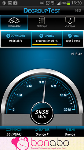 Samsung Galaxy S3 4G : speedtest upload