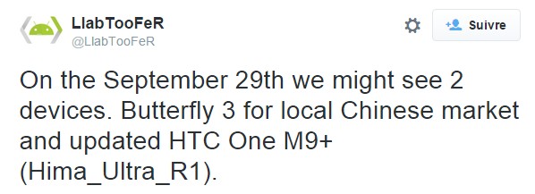 HTC : un Butterfly 3 et une nouvelle variante du One M9+ pour le 29 septembre ?