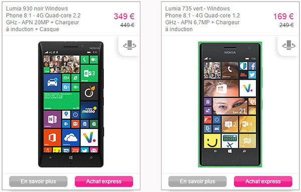 Microsoft Lumia 930 et 735 sur Vente-Privée