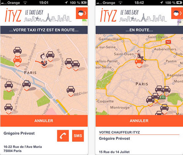 Application iOS Ityz, le taxi easy