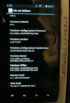 Motorola Razr Android 4.0 Ice Cream Sandwich en fuite