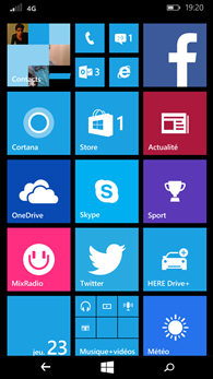 Microsoft Lumia 640 : écran d'accueil