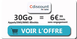 Forfait mobile 30Go Cdiscount Mobile 