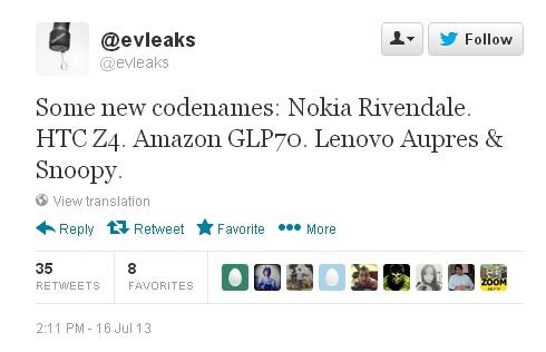 Nokia Rivendale, HTC Z4, Amazon GLP70 : du nouveau pour la fin 2012 ?