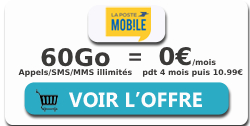 promo forfait 60Go La Poste Mobile 0 euros