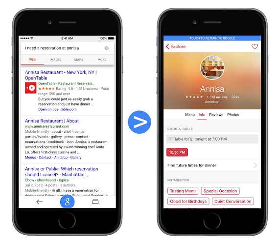 Google Search sur iOS inclura bientôt les contenus d'application