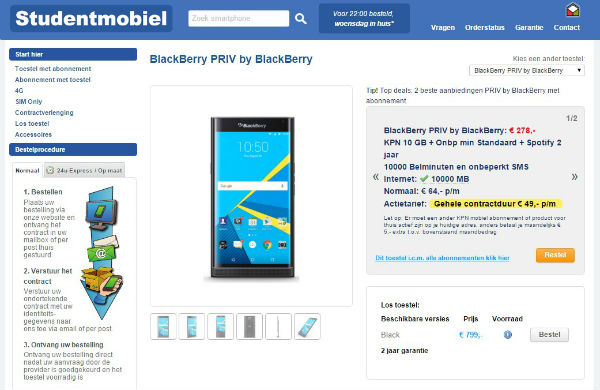 Le BlackBerry Priv en précommande à 799 euros aux Pays-Bas
