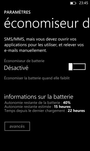 Nokia Lumia 925 : économiseur d'écran
