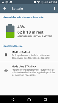 Sony Xperia XA : mode STAMINA