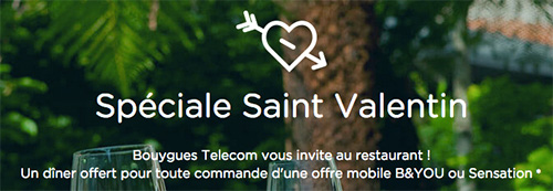 Saint Valentin : Bouygues Telecom offre un dîner à ses nouveaux clients