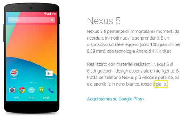 Le Nexus 5 pourrait bientôt être proposé en jaune