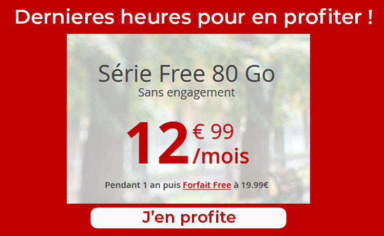 Fin de promotion : forfait Free 80 Go à 12.99€ dernières heures pour en profiter