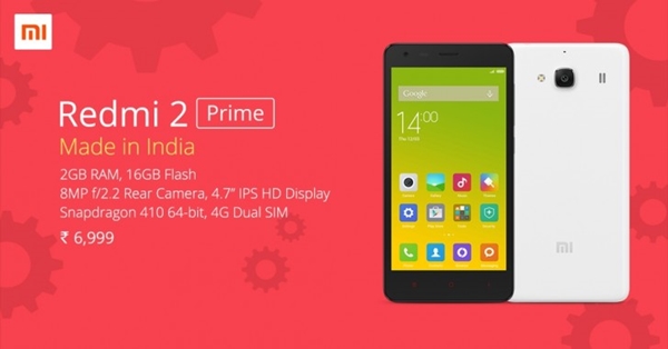 Xiaomi officialise le Redmi 2 Prime en Inde