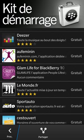 BlackBerry Z10 : applications