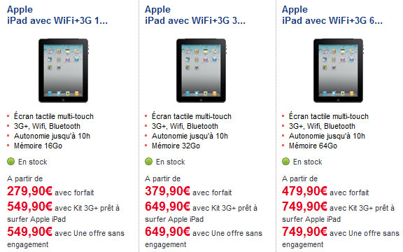 SFR annonce l'arrivée de l'iPad à 179 euros
