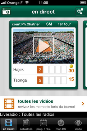 Orange : une application Roland-Garros 2012 pour mobile et tablette, et un service NFC
