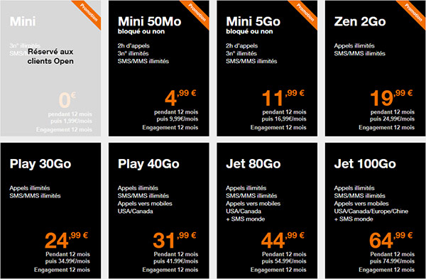 Les packs Open Fibre et les forfaits mobile Orange Mini et Zen en promotion