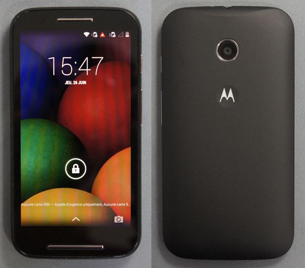 Motorola Moto E : avant / arrière