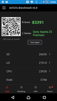 Sony Xperia Z5 Premium performances
