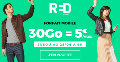 SFR : le forfait mobile RED 30 Go en promotion à 5 euros !
