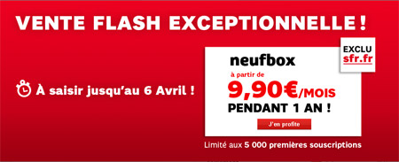 SFR lance une vente flash sur sa neufbox à partir de 9,90 euros