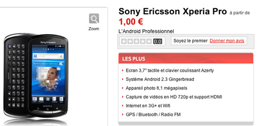 Le Sony Ericsson Xperia Pro disponible chez Virgin Mobile