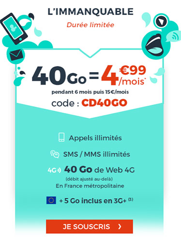 Cdiscount Mobile : le forfait 40 Go en promo à 4,99 euros
