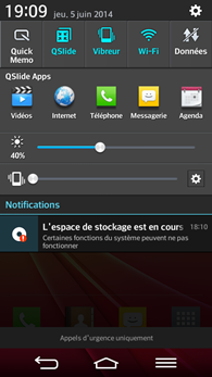 LG G2 Mini : centre de notifications